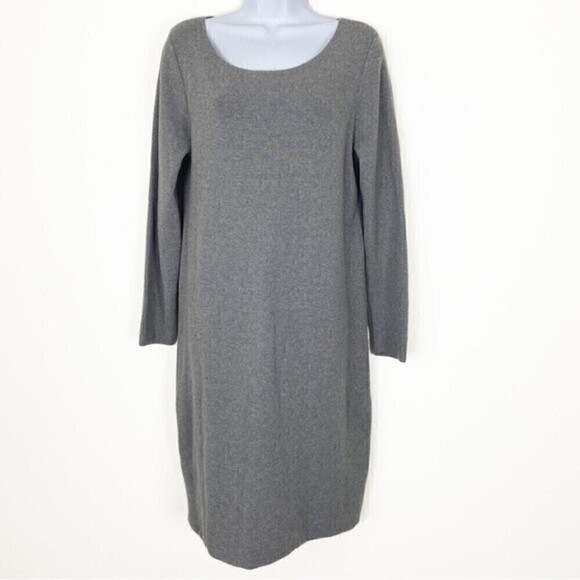 J. JILL Grey Wool Blend Soft Cozy Sweater Dress Stretchy Knit Size Medium - Picture 1 of 6